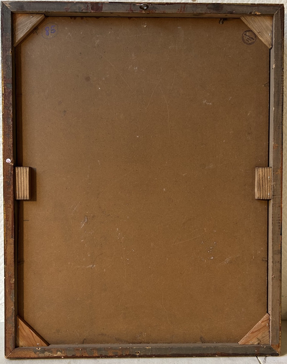 Oil On Heavy Cardboard "woman In A Blue Dress" By Henri Laffite-photo-2