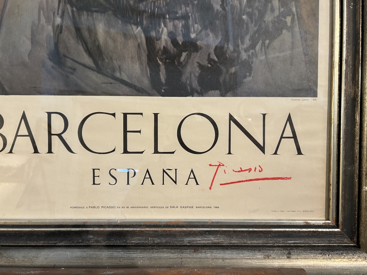  Original Picasso Poster (1966) Signed In Red Pastel-photo-3
