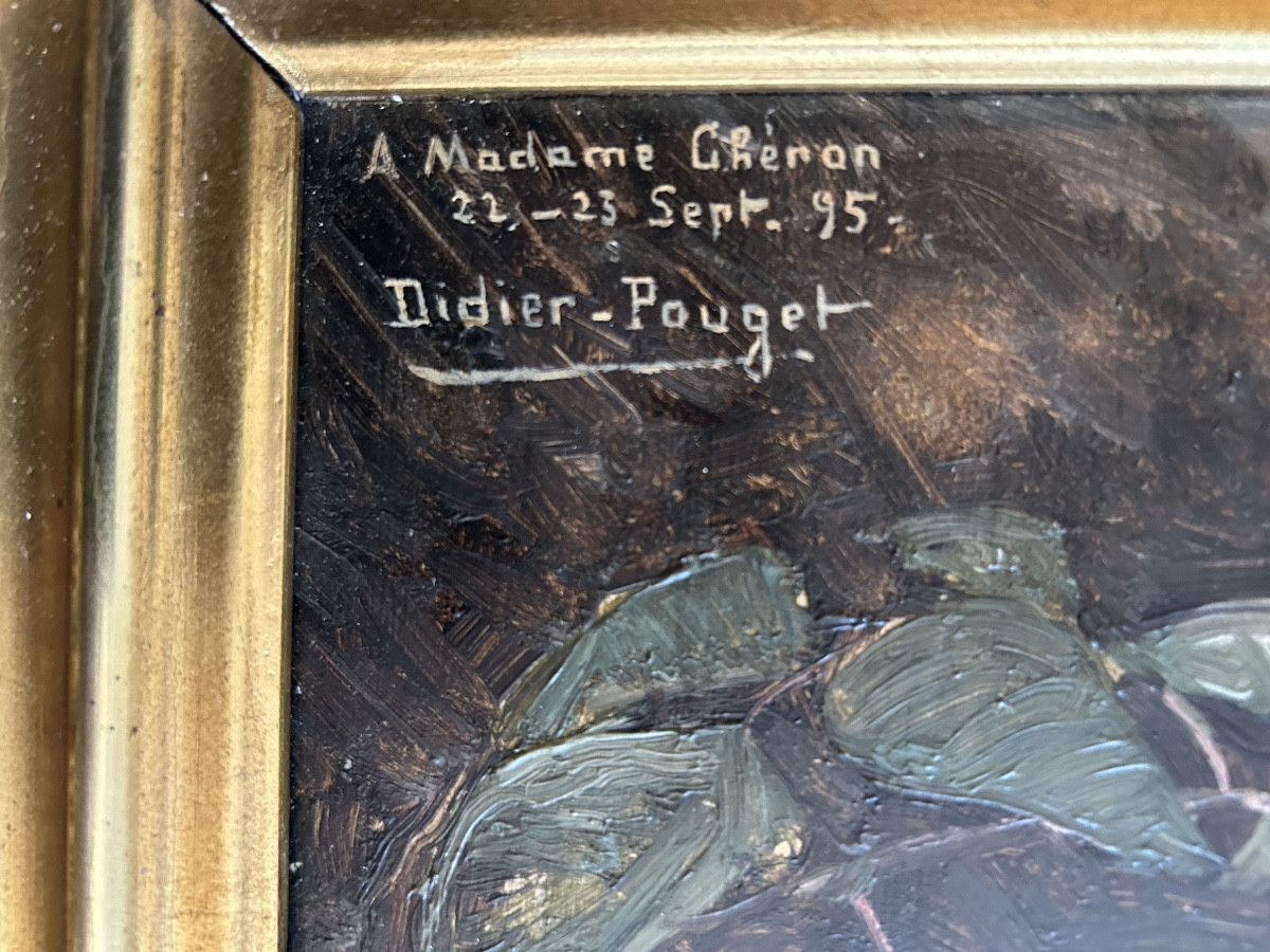 Oil On Panel, Dedicated And Signed By William Didier-pouget, Depicting A Rose-photo-4