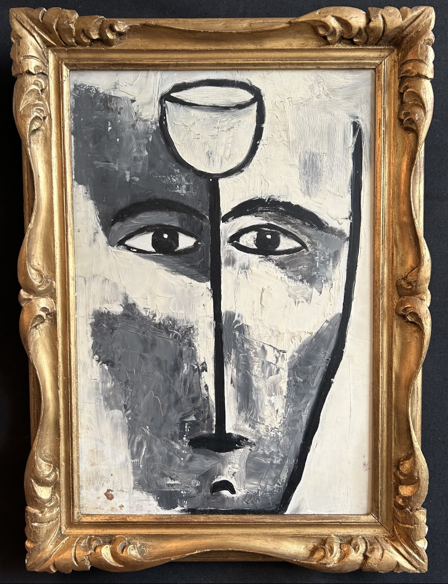 Oil On Isorel « visage » From Serge Nahon-photo-2
