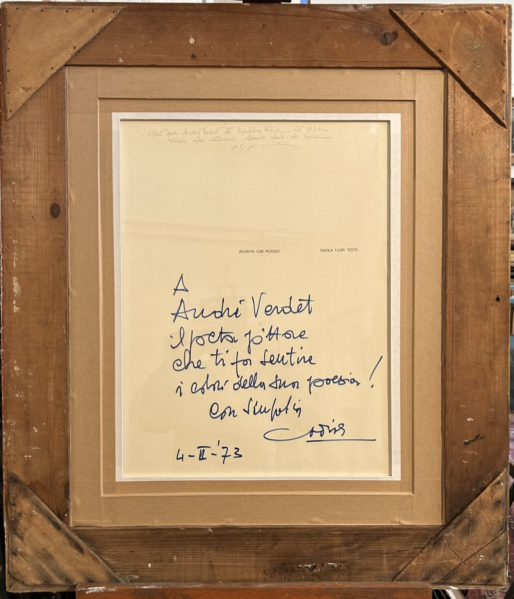 Lithograph « incontri Con Picasso » A Plate Outside The Text, Signed In Pencil.-photo-3