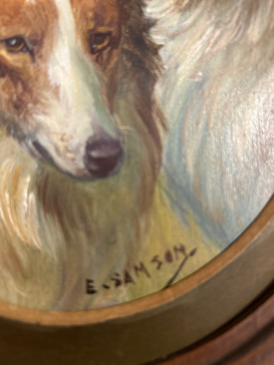 Paire d’huiles sur toile marouflées sur carton fort du peintre animalier Emmanuel Samson-photo-4