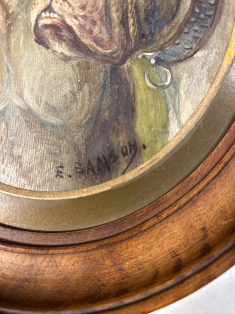 Paire d’huiles sur toile marouflées sur carton fort du peintre animalier Emmanuel Samson-photo-1