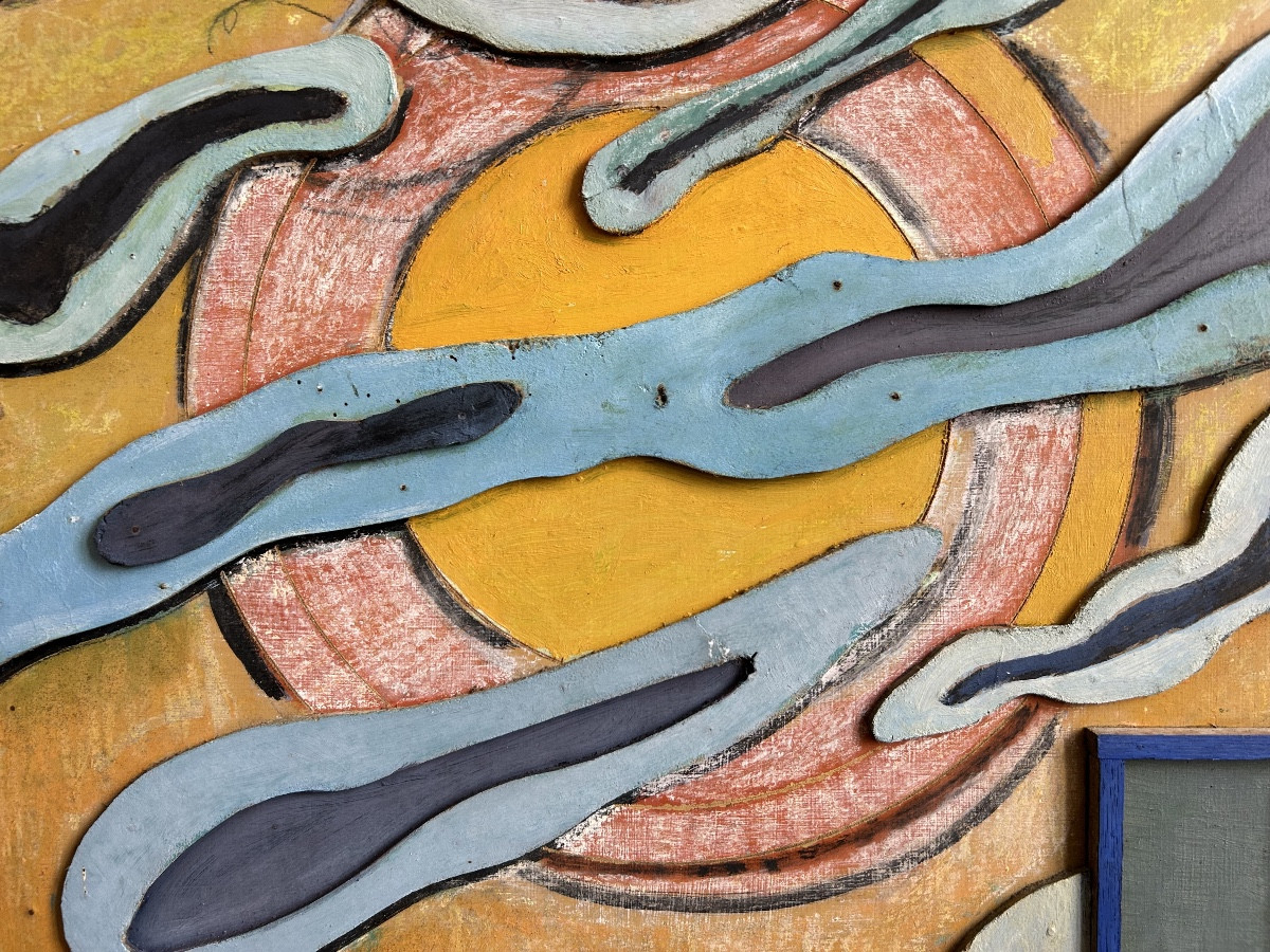Large Mixed Media Painting (gouache, Wood, Pastel ...) By Louis Sala (1910/2009)-photo-3