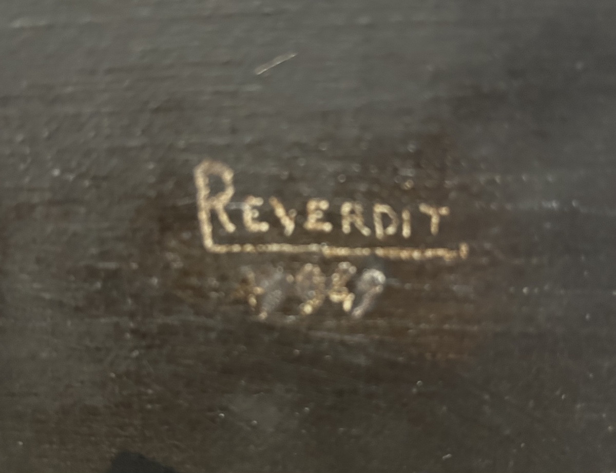 Très grande huile sur toile d’après Géricault signé Reverdit  1949 « Officier Garde Impériale »-photo-3