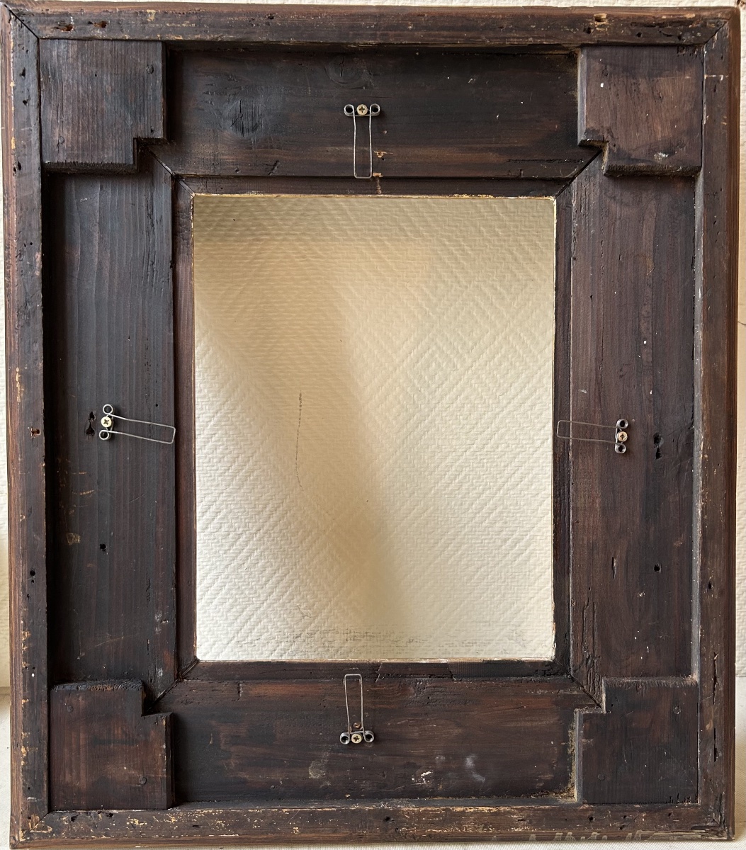 Cadre en bois et stuc dorés à riche décor de style rocaille. Époque Napoléon III-photo-2
