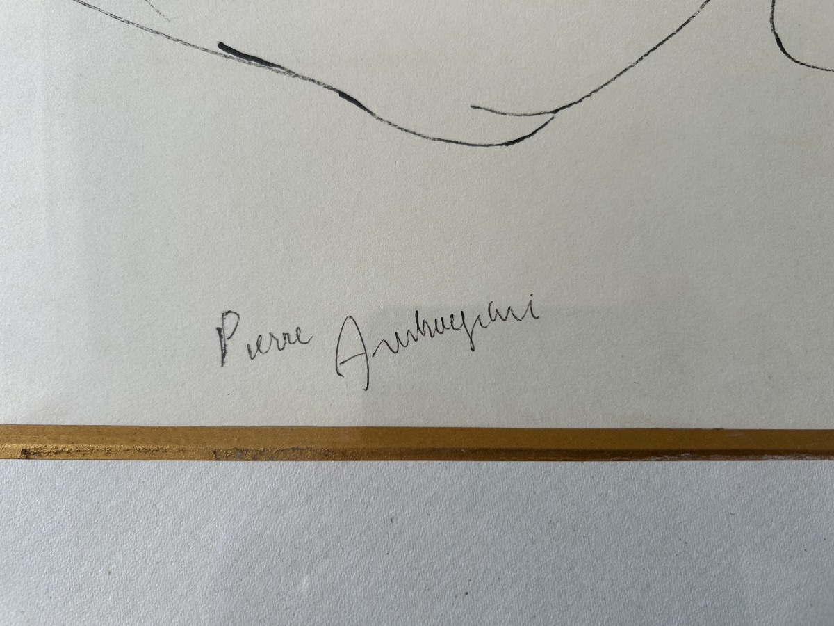 Dessin à l’encre signé de Pierre Ambrogiani « Nu allongé »-photo-3