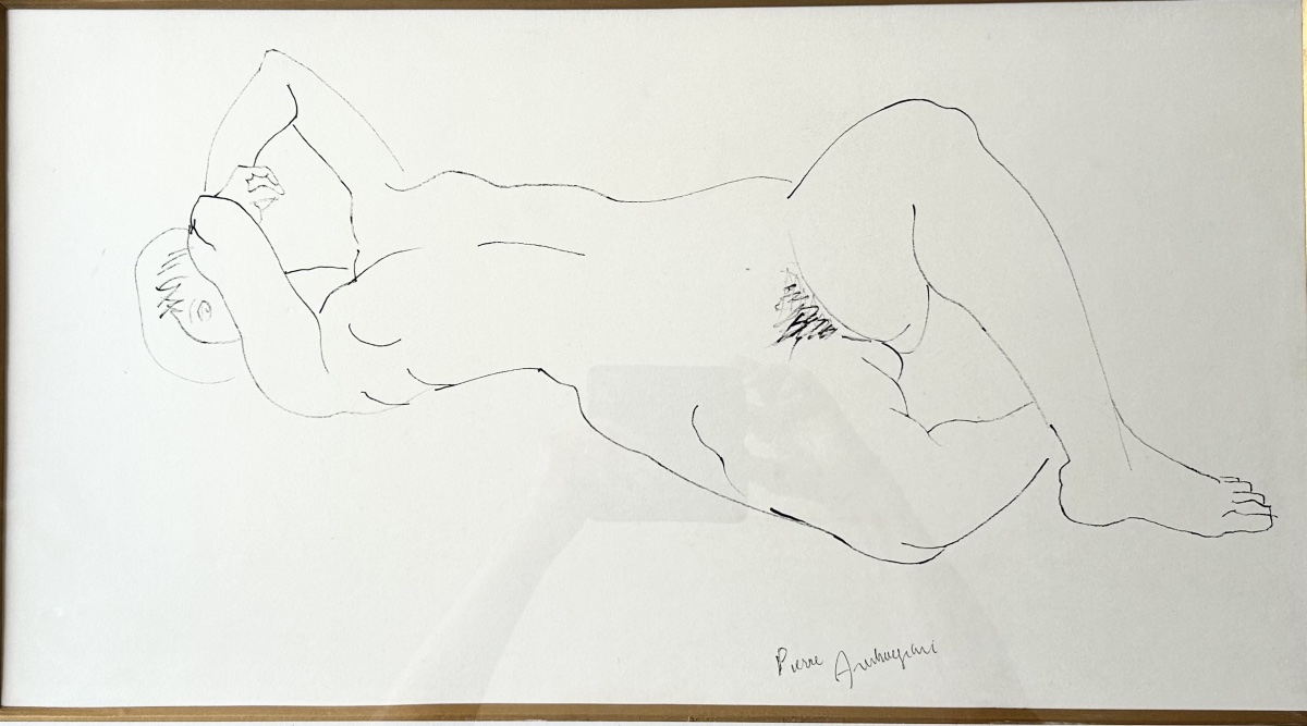 Dessin à l’encre signé de Pierre Ambrogiani « Nu allongé »