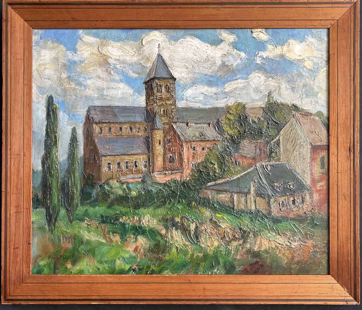 Oil On Canvas, Signed Kvapil, “church In The Basque Country”-photo-2
