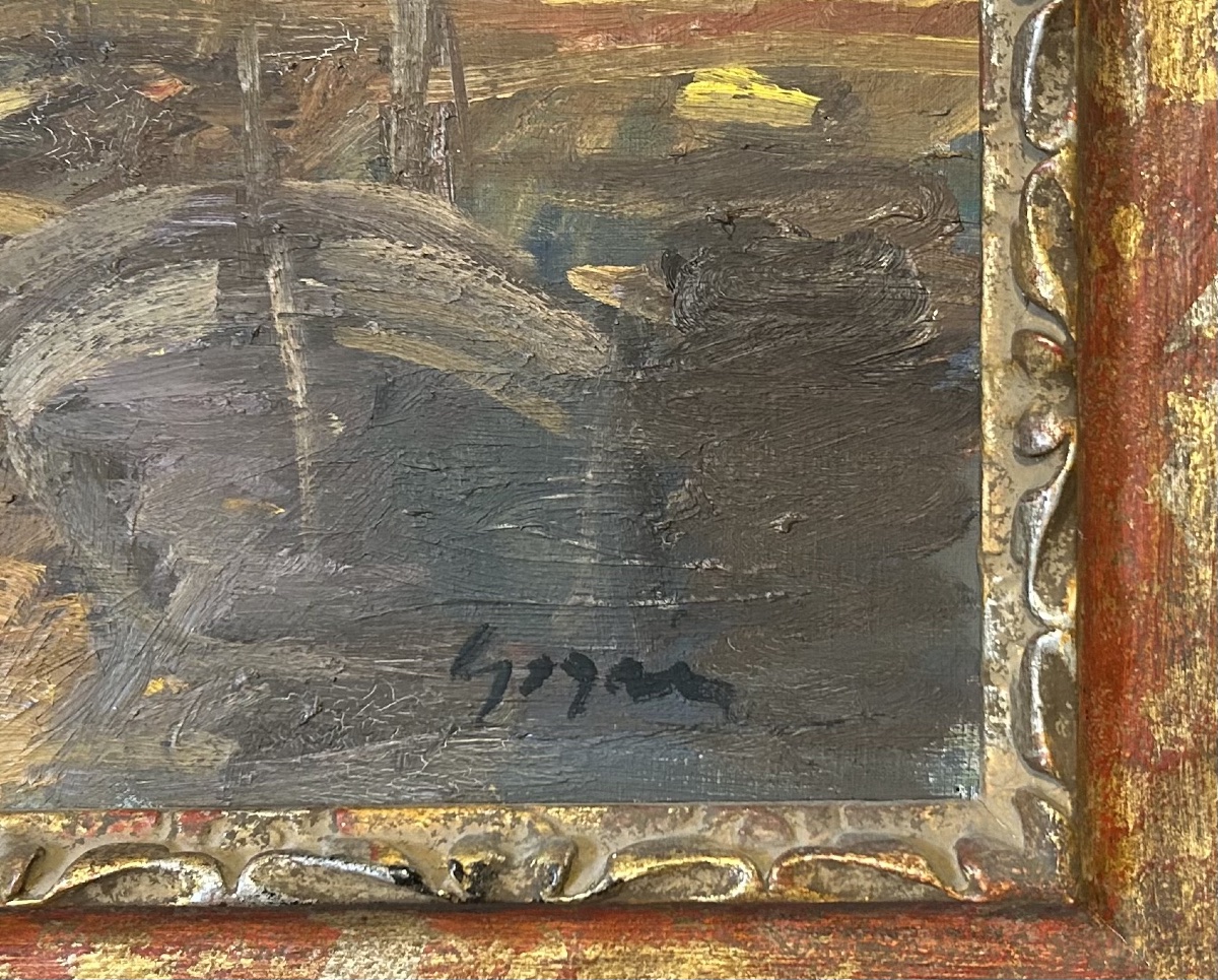 Huile sur toile « Tour Eiffel depuis le pont Alexandre III » signé Pierre Gogois-photo-4