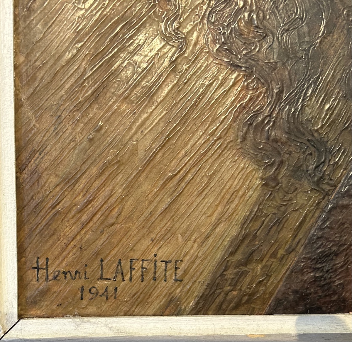 Huile sur carton fort représentant Le Christ signé d’Henri Laffite et daté 1941-photo-3