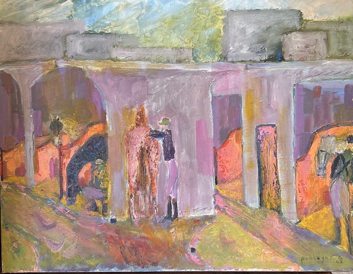 Oil On Canvas, “le Paddock,” Signed By Annie Proszynska And Dated 62