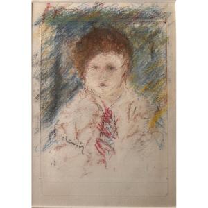 Pastel Et Crayons Sur Papier Photographique d'Après Renoir; Signature Apocryphe
