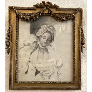 Dessin représentant une mère et son enfant époque 19ème
