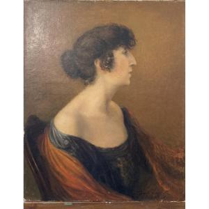 Oil On Canvas Signed By Henri Laffite And Dated 1920 Representing The Artist's Wife