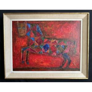 Huile sur toile du peintre Boris Petrovitch SMOTROV; école suprematiste Russe; daté 92