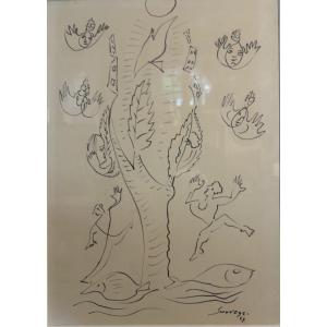 Dessin au feutre signé Léopold Survage et daté 67