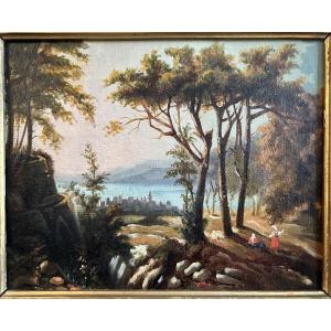Small 19th-century Oil On Canvas Depicting A Mediterranean Landscape