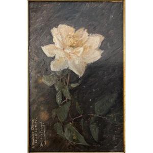 Oil On Panel, Dedicated And Signed By William Didier-pouget, Depicting A Rose