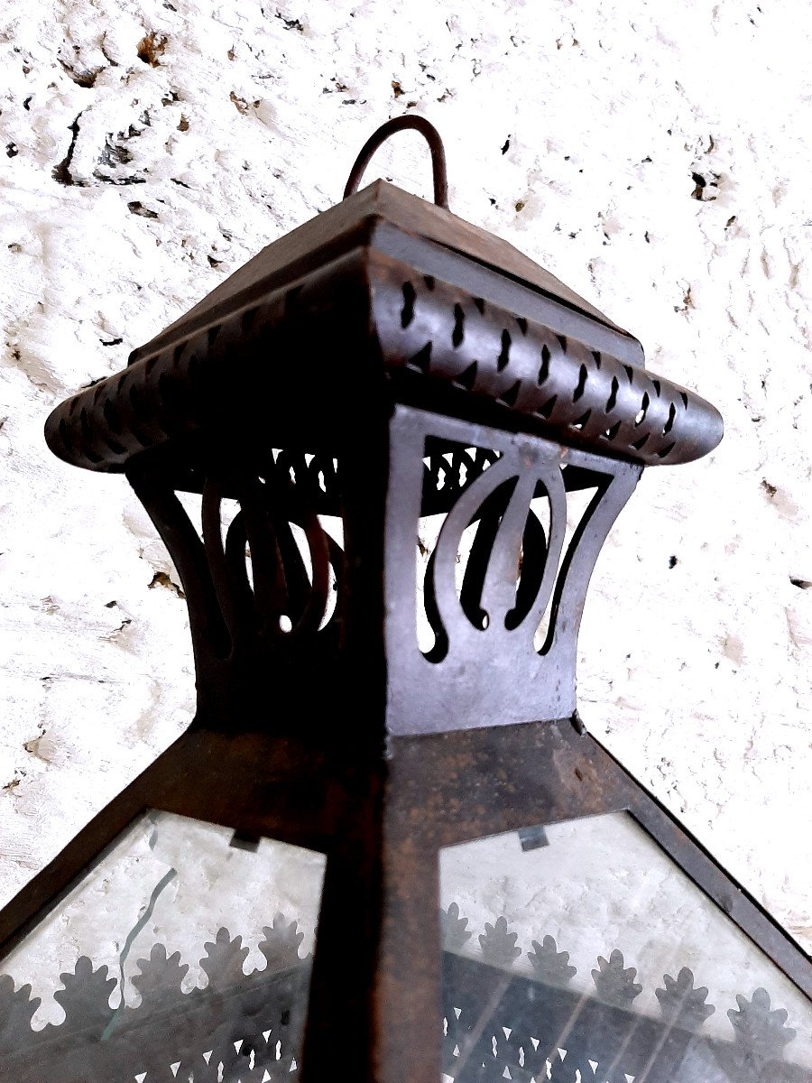 Lanterne à suspendre en fer, noire _ Epoque 1900-photo-3