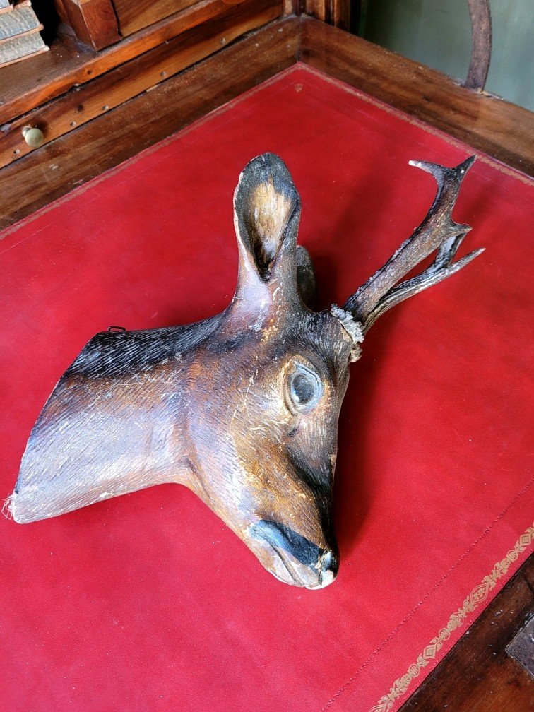 Wooden Deer Head From The Black Forest-photo-2