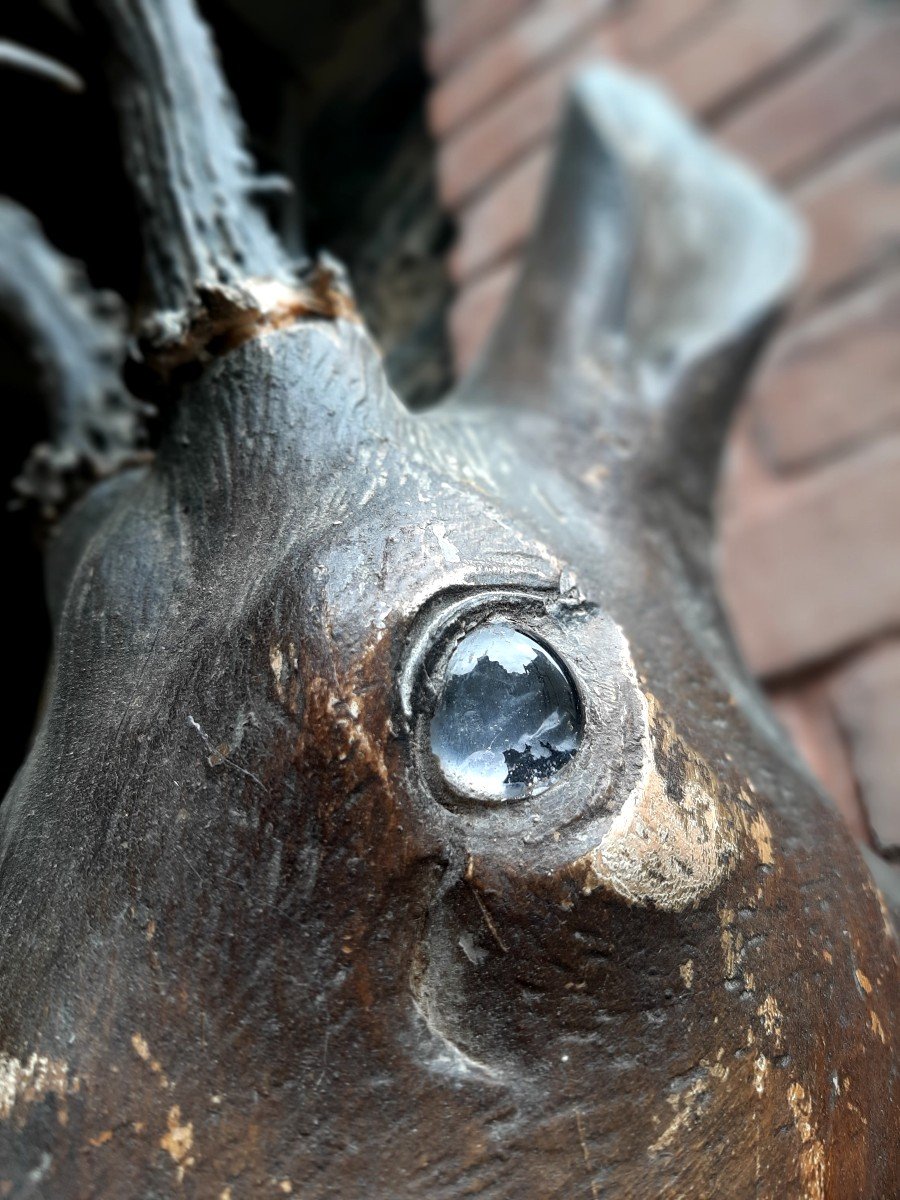 Wooden Deer Head From The Black Forest