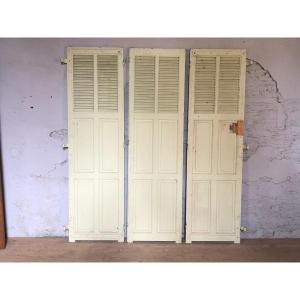 3 Paneled Shutters With Jalousie In Painted Oak 