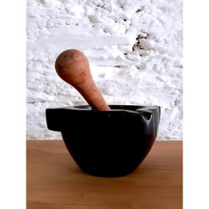 Black Marble Mortar, With Pestle