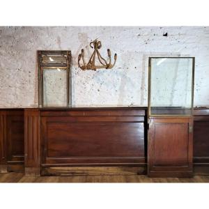 Former Banque De France Counter _ Mahogany Woodwork And Brass Elements _ 1920