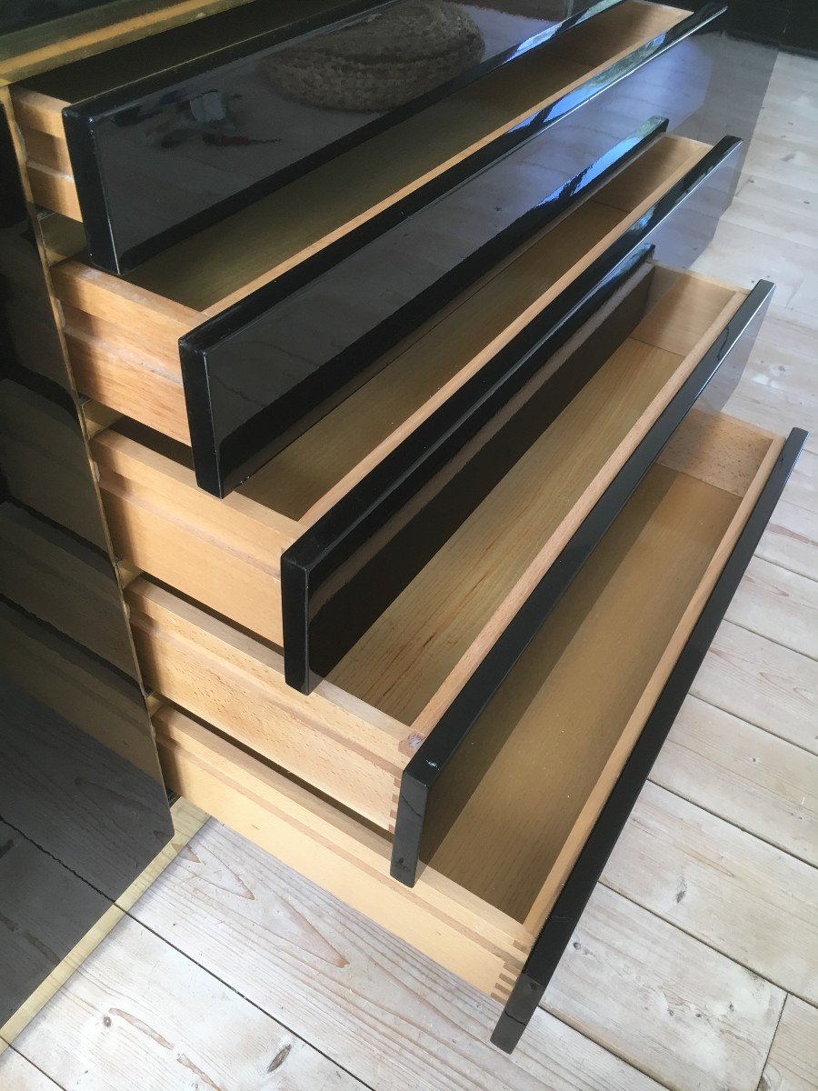 Vintage Black Lacquer Buffet By Jean Claude Mahey, 1970-photo-3