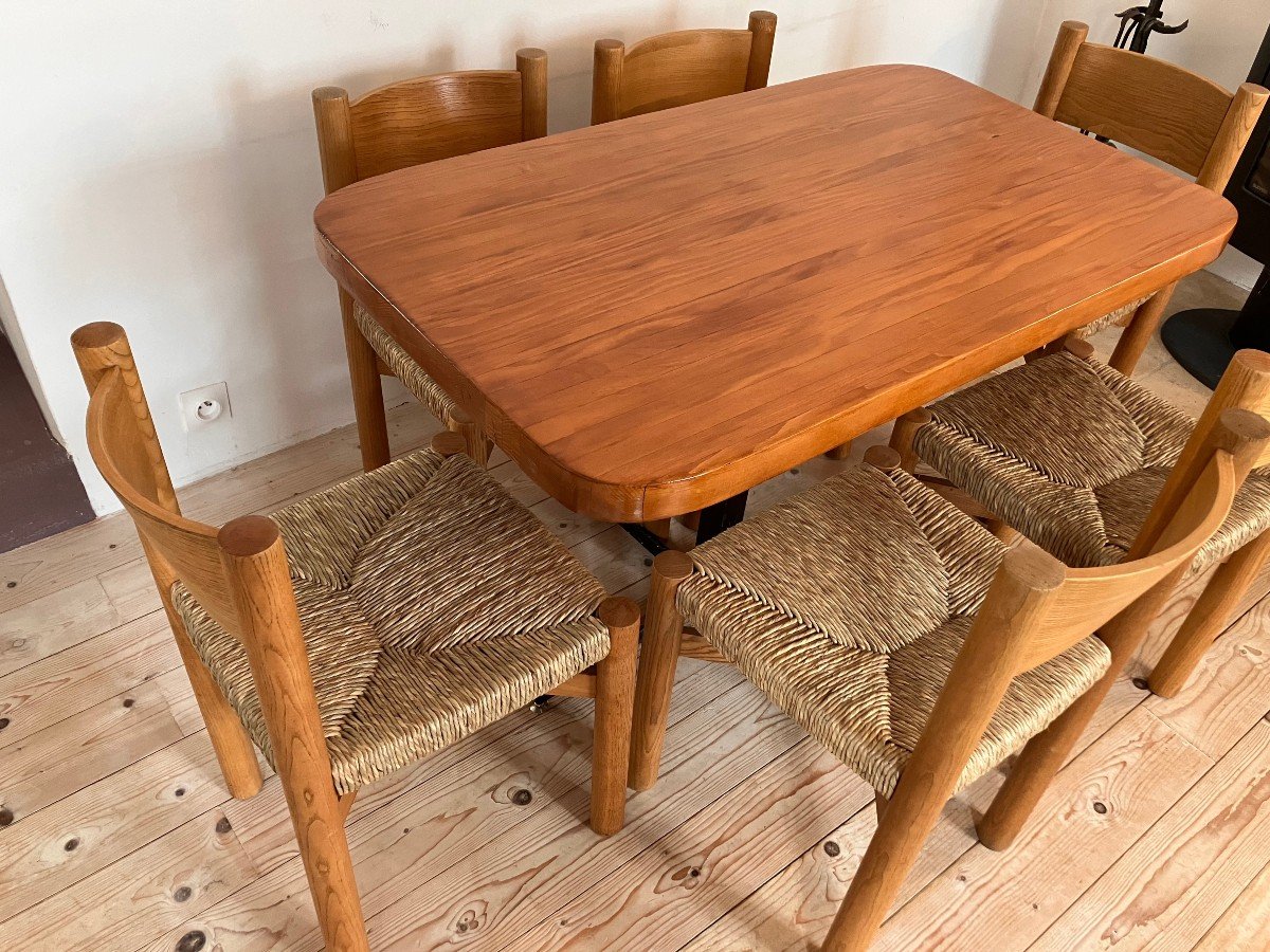 Table Rectangulaire De Charlotte Perriand En Pin Pour La Station De Ski Les Arcs 1970-photo-2