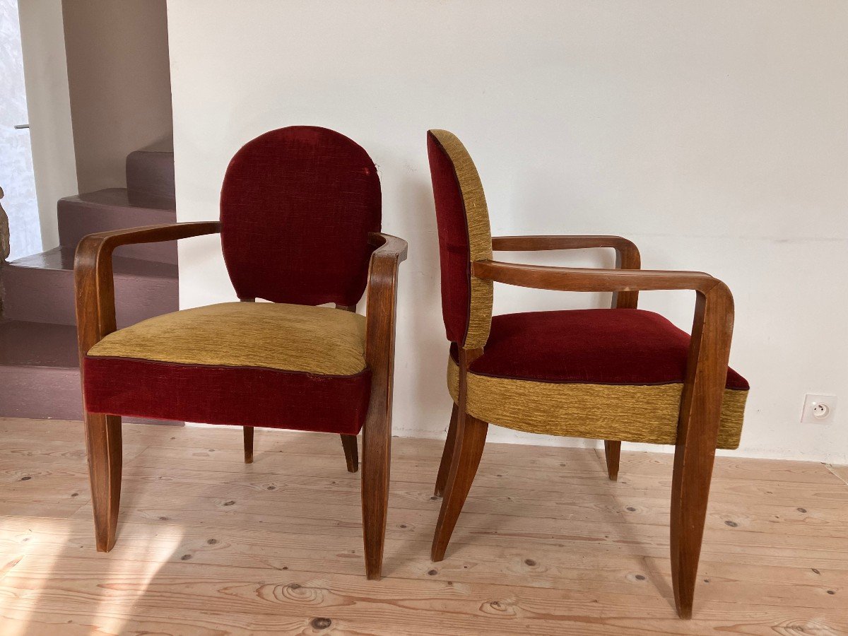 Pair Of Jean Pascaud Art Deco Armchairs From The 1940s-photo-2