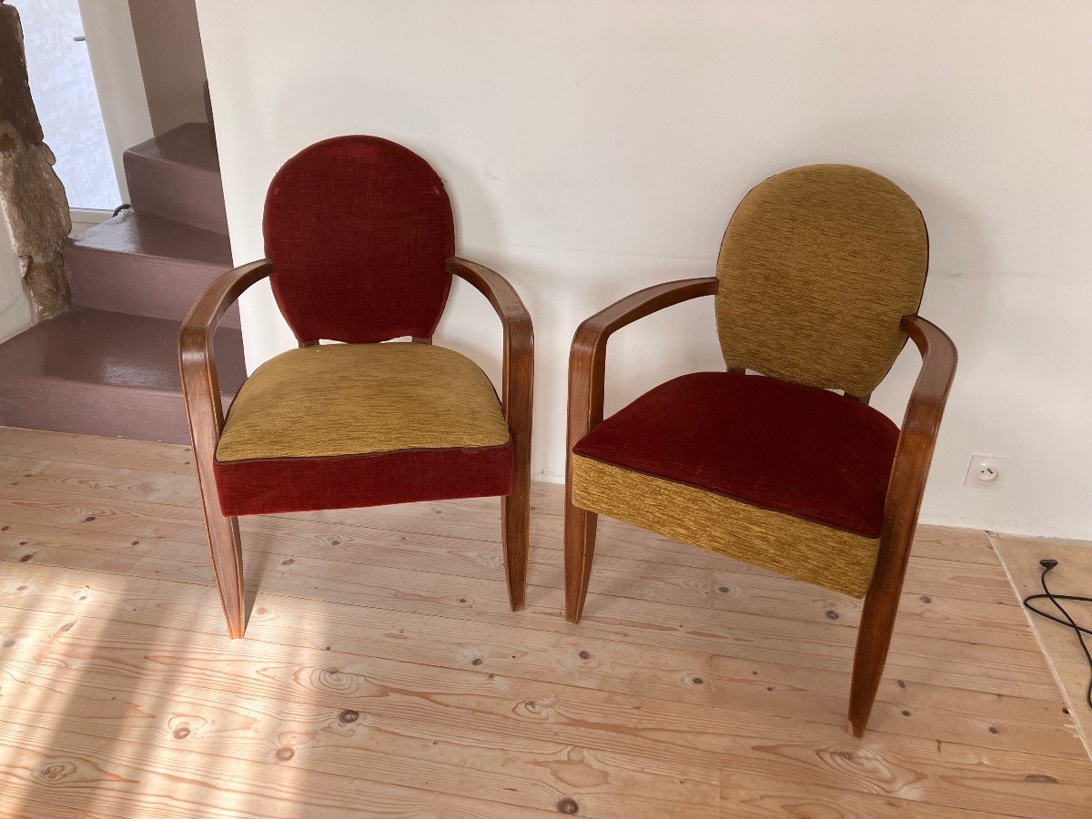 Pair Of Jean Pascaud Art Deco Armchairs From The 1940s