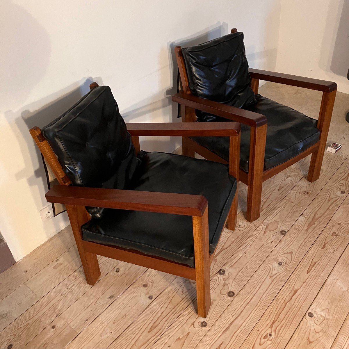 Pair Of Armchairs From The 1940s-1950s In Mahogany Or Teak.-photo-4