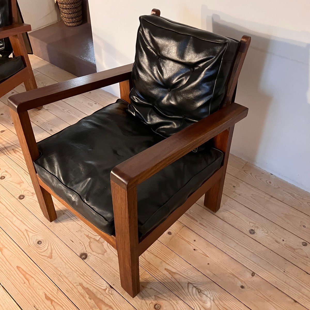 Pair Of Armchairs From The 1940s-1950s In Mahogany Or Teak.-photo-8