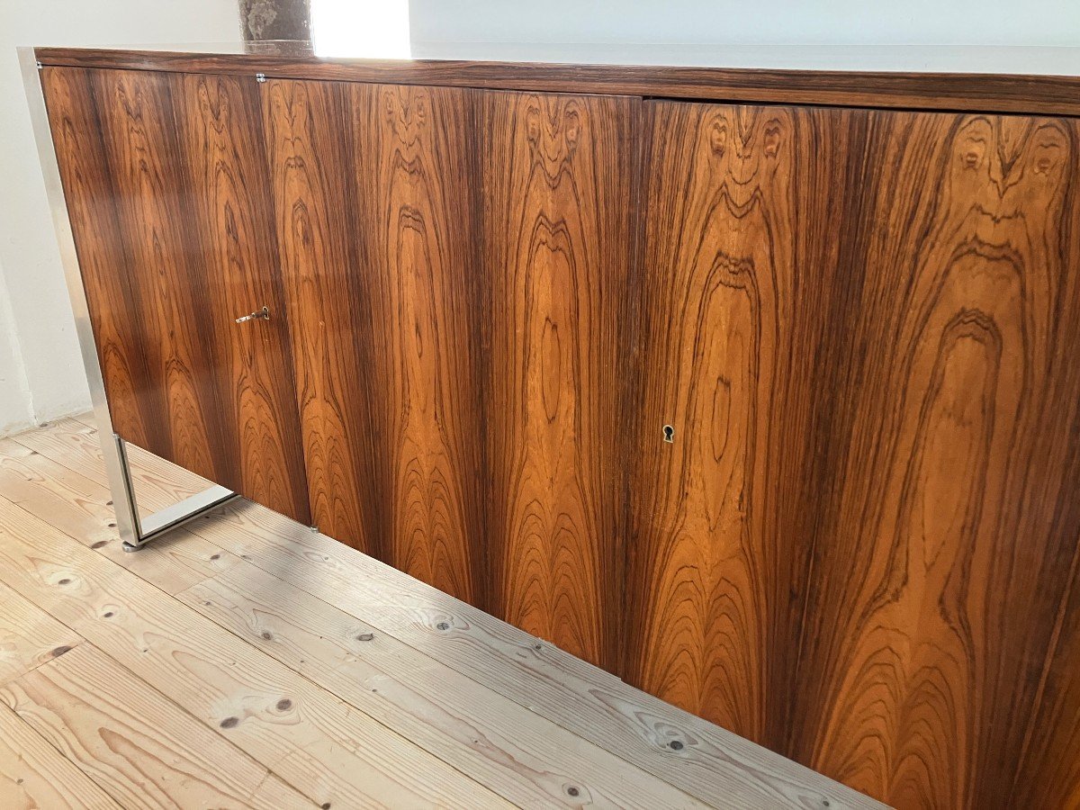 Buffet Enfilade Des Années 1960-1970 En Palissandre Et Pieds En Chrome-photo-1