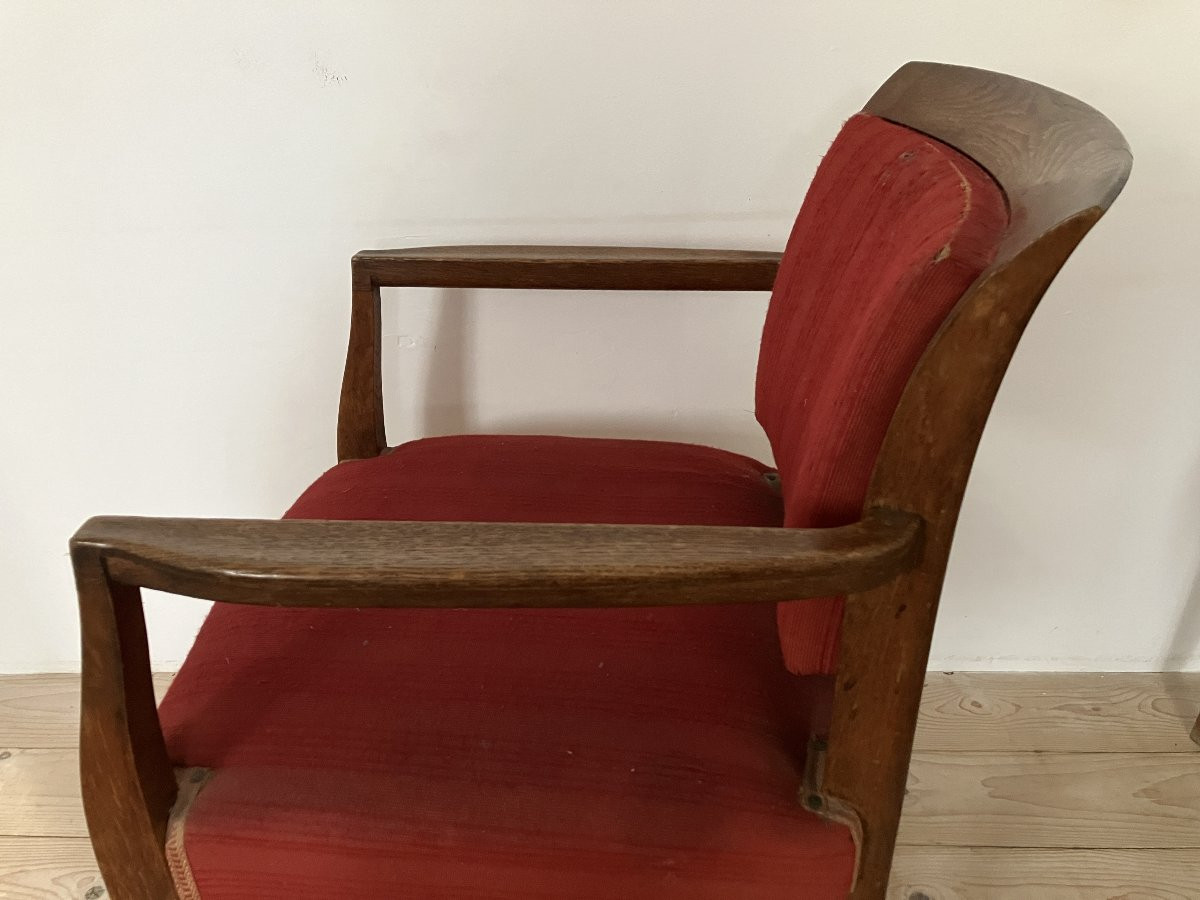 Suite Of 4 Armchairs And A Games Table By Alfred Porteneuve 1930-photo-4