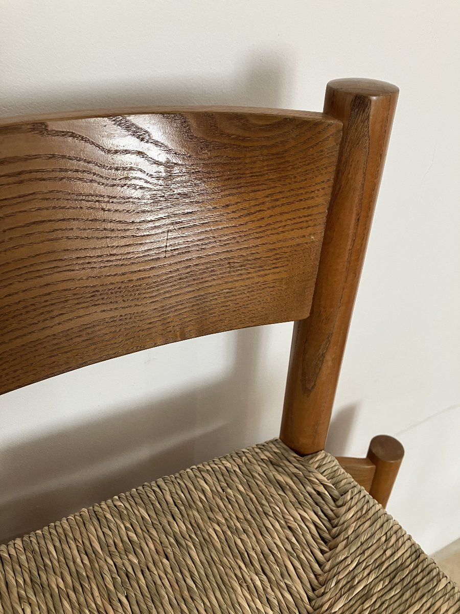 série de 8 chaises Charlotte Perriand modèle Meribel en frêne édition Steph Simon 1960-photo-3