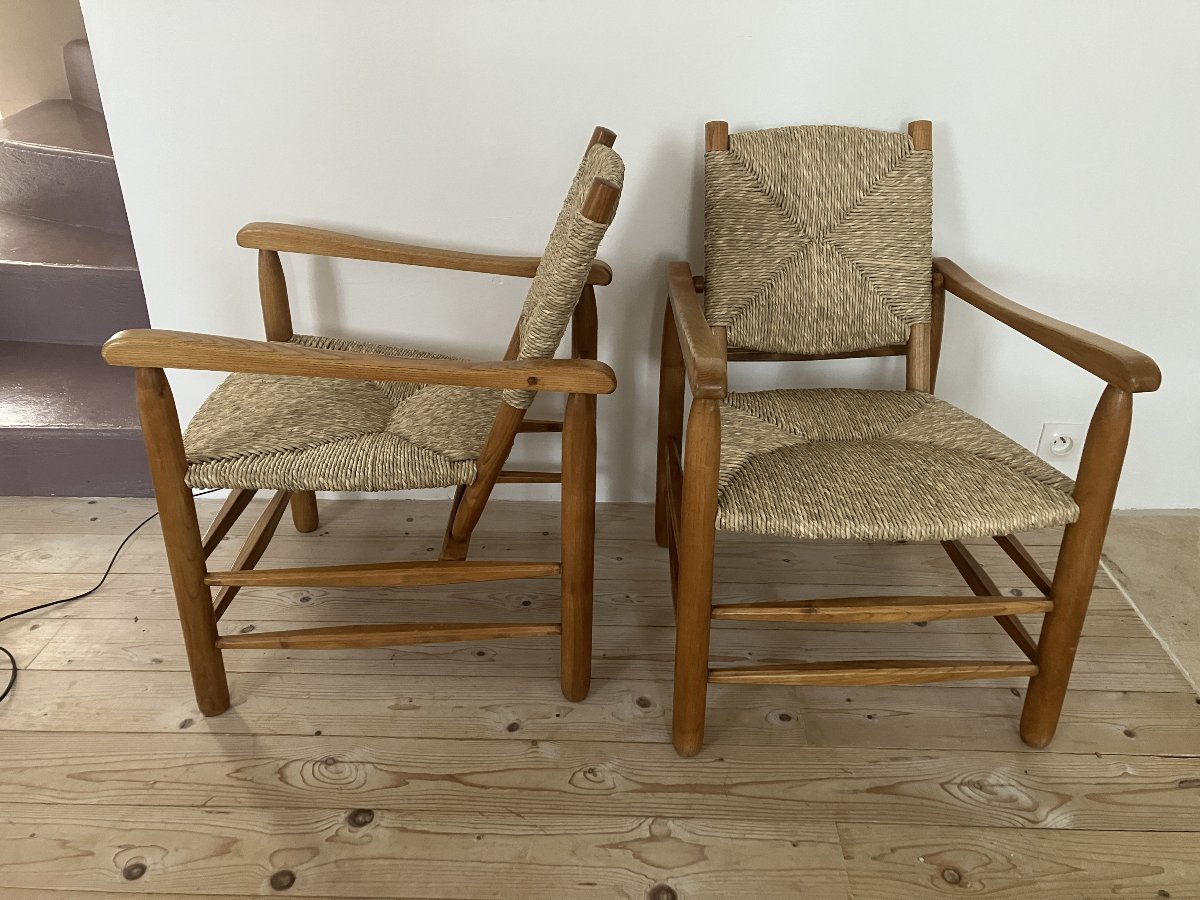 Pair Of Armchairs By Charlotte Perriand Model -photo-2