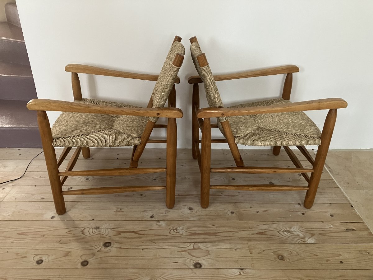 Pair Of Armchairs By Charlotte Perriand Model -photo-3