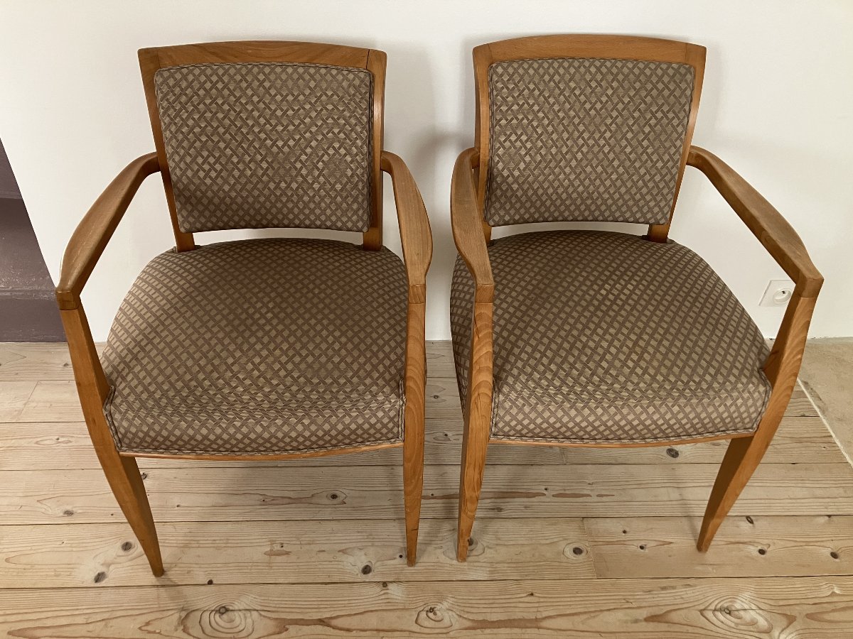 paire de fauteuils de Alfred Porteneuve en hêtre des années 1940-1950-photo-2