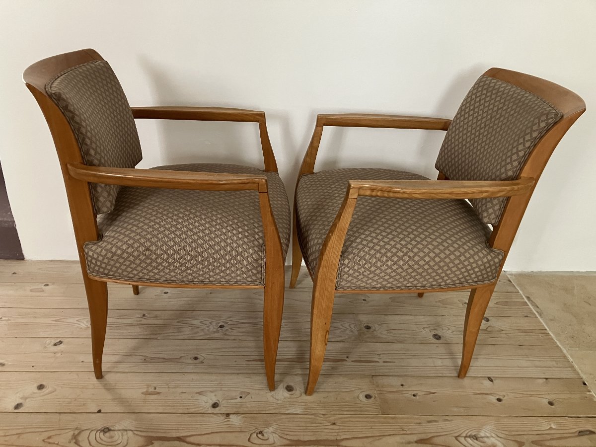 paire de fauteuils de Alfred Porteneuve en hêtre des années 1940-1950-photo-3