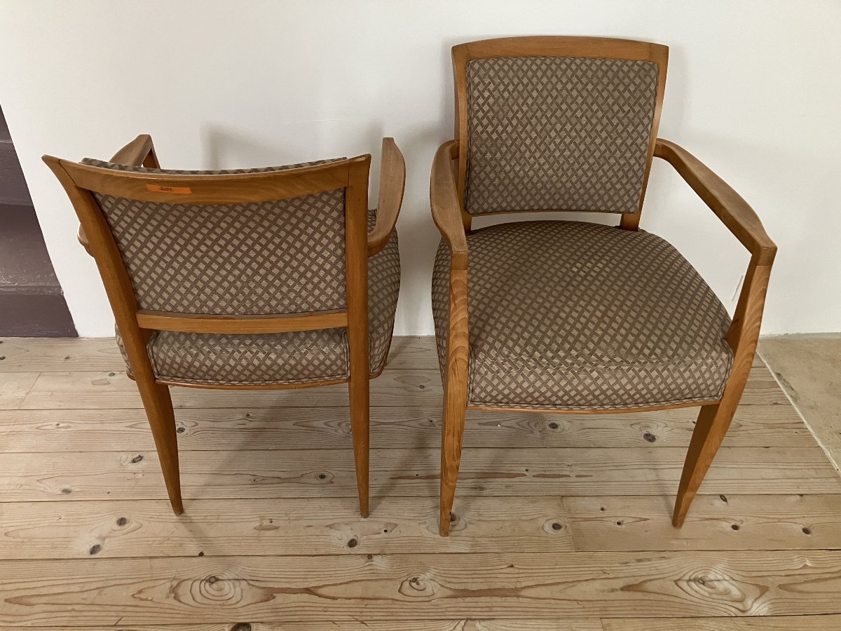 paire de fauteuils de Alfred Porteneuve en hêtre des années 1940-1950-photo-1