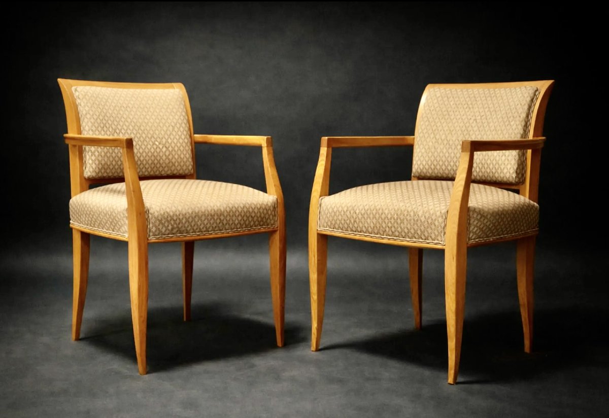 paire de fauteuils de Alfred Porteneuve en hêtre des années 1940-1950