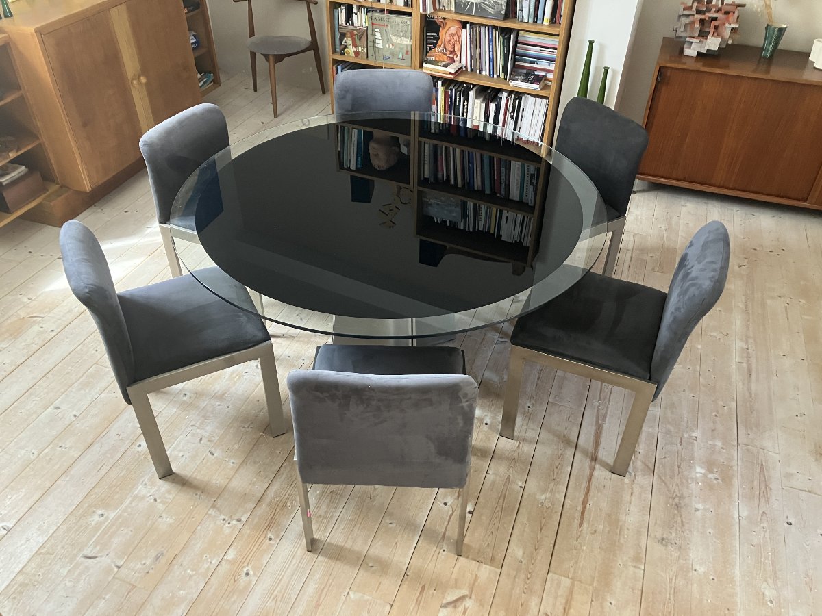 Table  de salle à manger de Luigi  Saccardo do pour la Maison Jansen 1970-photo-4