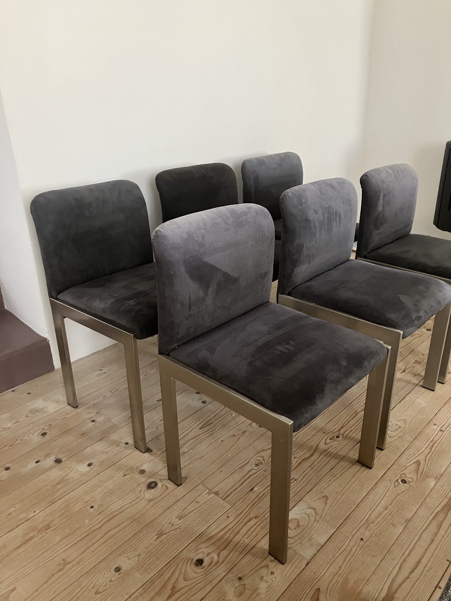 série de 6 chaises en acier des années 1970-photo-2