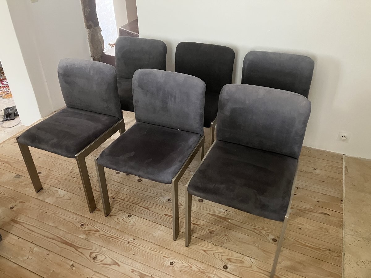 série de 6 chaises en acier des années 1970-photo-3