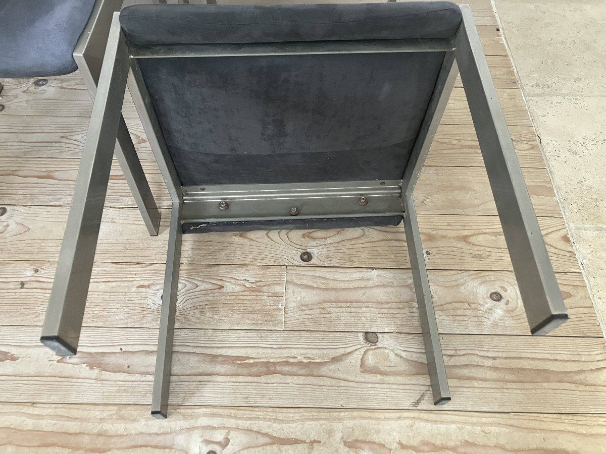 série de 6 chaises en acier des années 1970-photo-1