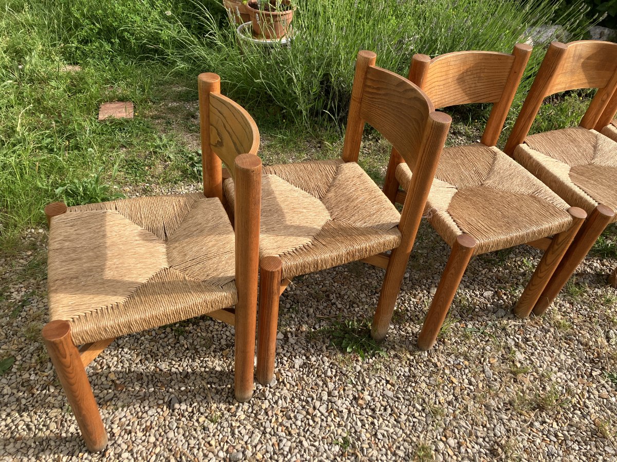 série de 18 chaises de Charlotte Perriand modèle Meribel 1970 en frêne.-photo-4