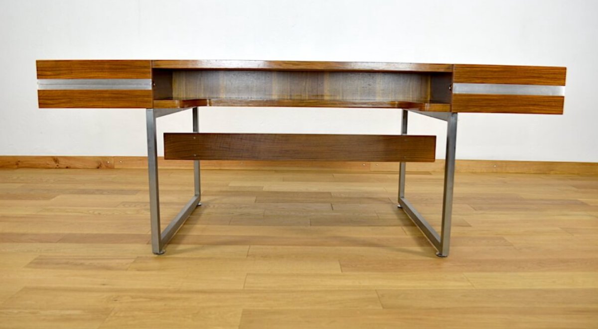 Large Minister Desk, Ligne Roset 1970 Edition, In Rosewood Veneer-photo-2